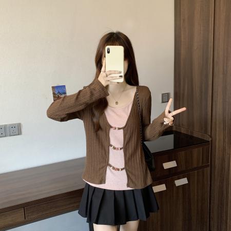 FA38368# 新款秋款大码胖MM假两件辣妹设计感撞色拼接上衣 服裝批發女裝批發服飾貨源