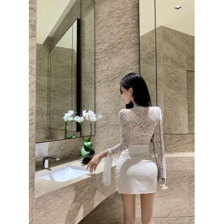 FA38404# 辣妹蕾丝喇叭袖上衣十半身裙套装 服裝批發女裝批發服飾貨源