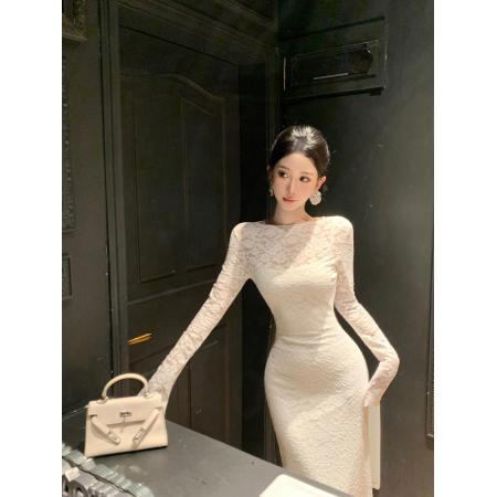 FA38408# 高级感蕾丝连衣裙两件套 服裝批發女裝批發服飾貨源