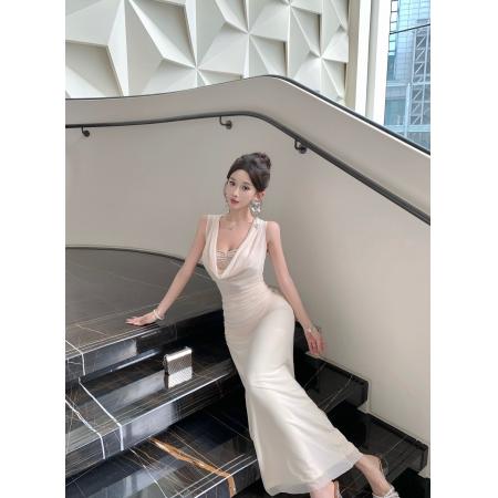 FA38411# 新款高级感荡领连衣裙 服裝批發女裝批發服飾貨源
