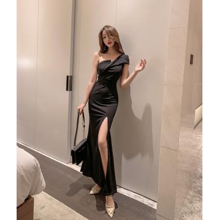 FA38428# 新娘敬酒服高贵优雅性感长款鱼尾红色结婚晚礼服裙女 服裝批發女裝批發服飾貨源