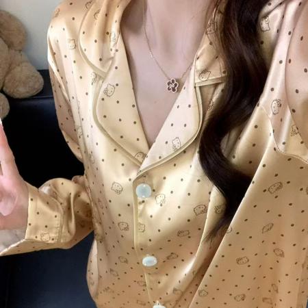 FA38440# 波点凯蒂猫印花睡衣女款秋季新款休闲家居服套装 服裝批發女裝批發服飾貨源