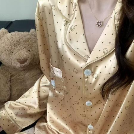 FA38440# 波点凯蒂猫印花睡衣女款秋季新款休闲家居服套装 服裝批發女裝批發服飾貨源