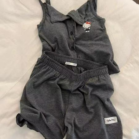 FA38445# 【带胸垫】ins风卡通睡衣女夏季新款可爱学生宿舍吊带居家服套装 服裝批發女裝批發服飾貨源