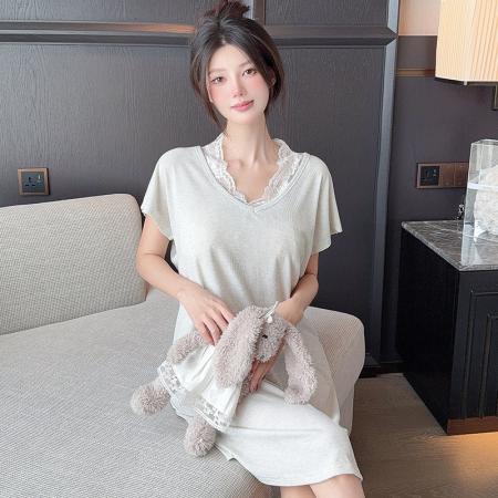 夏季新款睡衣女莫代尔法式性感纯欲风简约睡裙家居服 服裝批發女裝批發服飾貨源