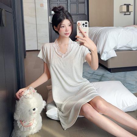 FA38470# 夏季新款睡衣女莫代尔法式性感纯欲风简约睡裙家居服 服裝批發女裝批發服飾貨源