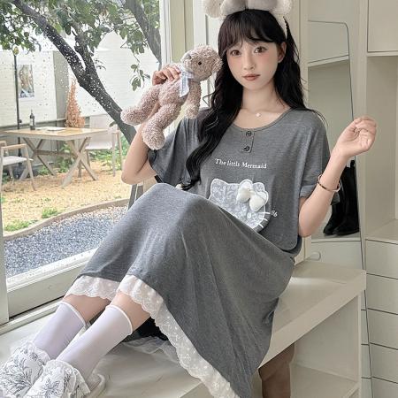 夏季新款睡衣女带胸垫莫代尔裙甜美家居服 服裝批發女裝批發服飾貨源
