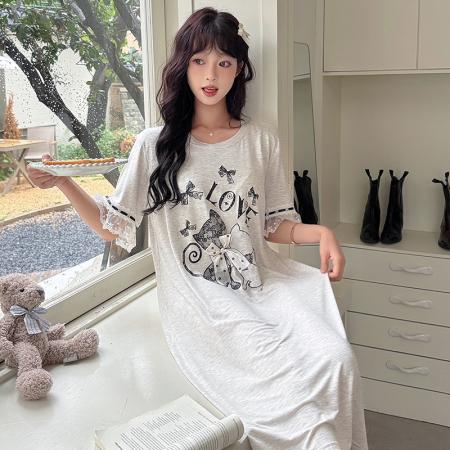 FA38474# 夏季新款睡衣女带胸垫莫代尔裙甜美家居服 服裝批發女裝批發服飾貨源