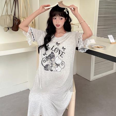 FA38474# 夏季新款睡衣女带胸垫莫代尔裙甜美家居服 服裝批發女裝批發服飾貨源
