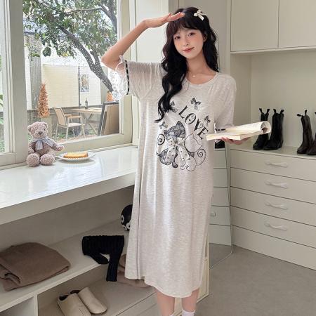 FA38474# 夏季新款睡衣女带胸垫莫代尔裙甜美家居服 服裝批發女裝批發服飾貨源