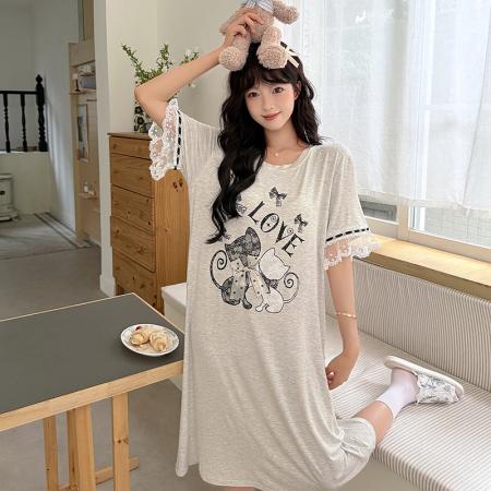 FA38474# 夏季新款睡衣女带胸垫莫代尔裙甜美家居服 服裝批發女裝批發服飾貨源