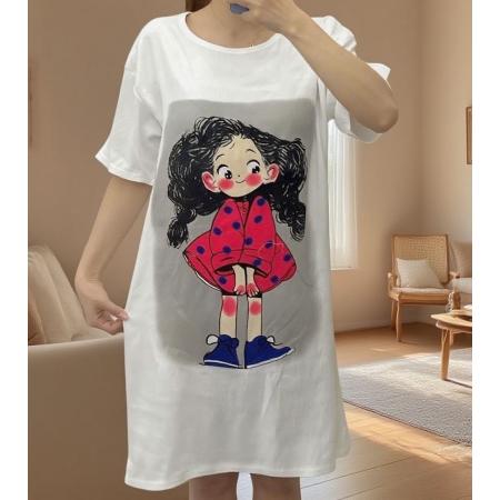 FA38484# 短袖带胸垫睡裙女云朵棉夏季卡通可爱家居服连衣裙可外穿 服裝批發女裝批發服飾貨源