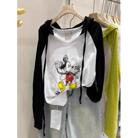 特大码纯棉300斤插肩袖连帽米奇长袖上衣 服裝批發女裝批發服飾貨源