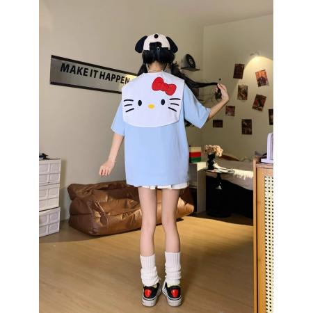 FA38509# 可拆卸 绣花披肩【纯棉】短袖T恤女 服裝批發女裝批發服飾貨源