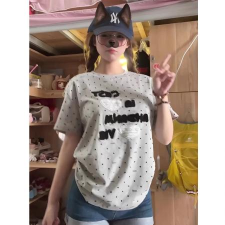 刺绣+订辅料【纯棉】螺纹领+包边拉肩 服裝批發女裝批發服飾貨源