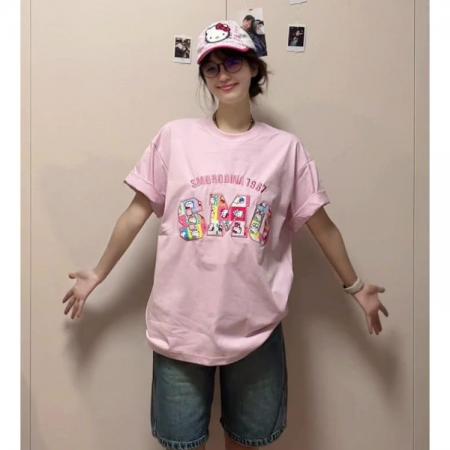 刺绣【纯棉】螺纹领+包边拉肩 服裝批發女裝批發服飾貨源