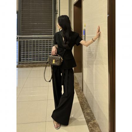 FA38532# 夏季新款【麻辣女教】韩系通勤女主同款西服套装中长款阔腿裤 服裝批發女裝批發服飾貨源