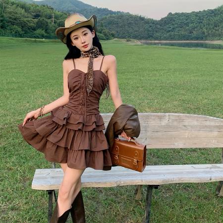 FA38583# 西北旅游小众新疆机车休闲吊带裙美式风吊带裙 服裝批發女裝批發服飾貨源