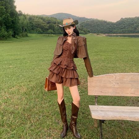 FA38583# 西北旅游小众新疆机车休闲吊带裙美式风吊带裙 服裝批發女裝批發服飾貨源