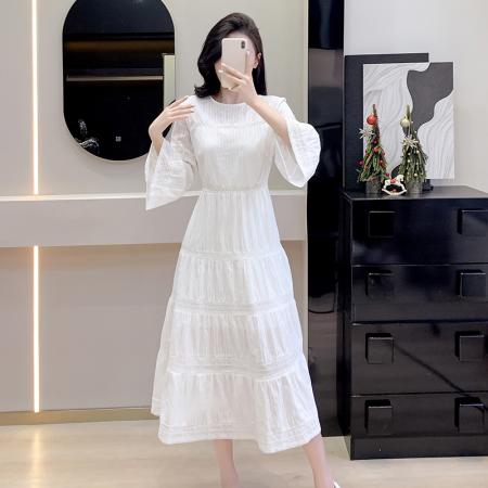 FA38590# 白色连衣裙女中长款春夏新款法式初恋甜美海边度假长裙 服裝批發女裝批發服飾貨源
