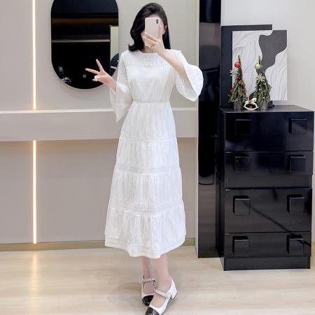 FA38590# 白色连衣裙女中长款春夏新款法式初恋甜美海边度假长裙 服裝批發女裝批發服飾貨源