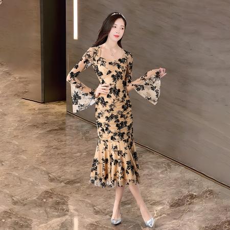 FA38628# 秋季新款包臀裙子名媛茶歇裙法式长裙显瘦显身材女连衣裙 服裝批發女裝批發服飾貨源