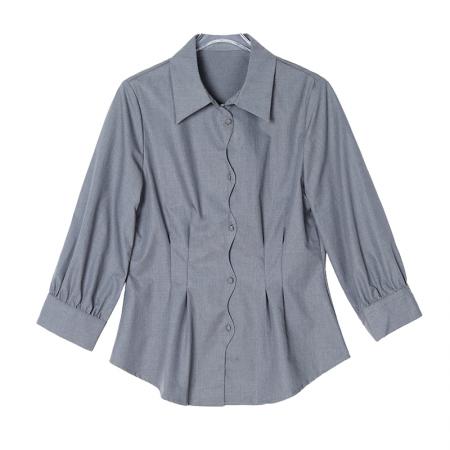 FA38635# 春装长袖刺绣粉色衬衫上衣女收腰显瘦打底衫天丝衬衣 服裝批發女裝批發服飾貨源