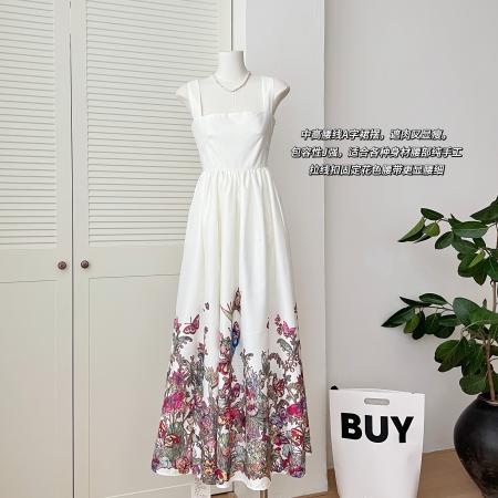 FA38645# Butterflydream后背交叉印花吊带长裙 服裝批發女裝批發服飾貨源