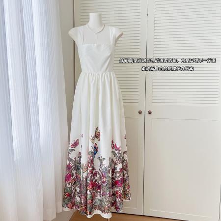 FA38645# Butterflydream后背交叉印花吊带长裙 服裝批發女裝批發服飾貨源