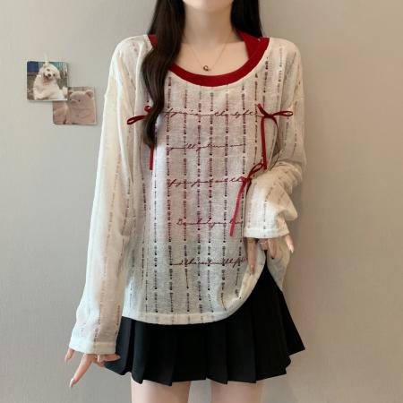 FA38654# 大码女装微胖mm显瘦甜辣风罩衫上衣＋挂脖吊带两件套 服裝批發女裝批發服飾貨源