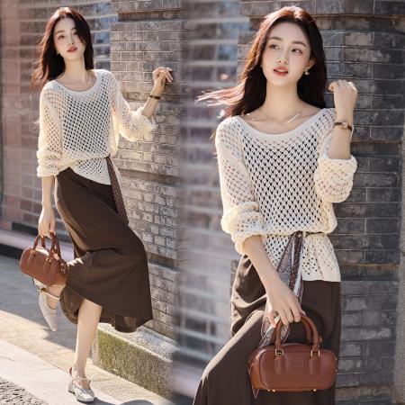 FA38715# 秋季新款毛织镂空上衣针织吊带休闲 服裝批發女裝批發服飾貨源