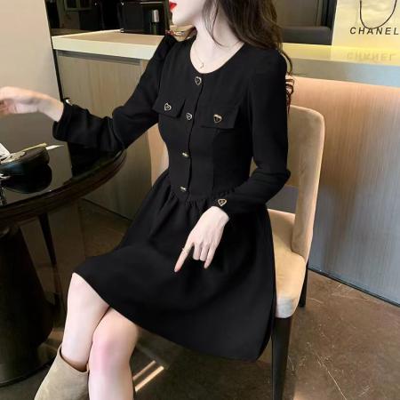 FA38826# 新款气质减龄显瘦收腰小个子A字连衣裙 服裝批發女裝批發服飾貨源