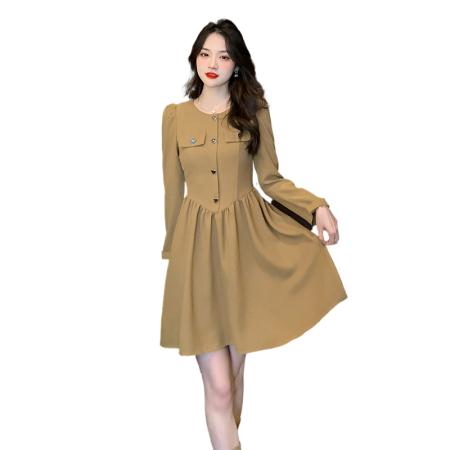 FA38826# 新款气质减龄显瘦收腰小个子A字连衣裙 服裝批發女裝批發服飾貨源