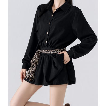 FA38878# 秋季女装美式复古豹纹休闲宽松显瘦上衣裤子套装 服裝批發女裝批發服飾貨源