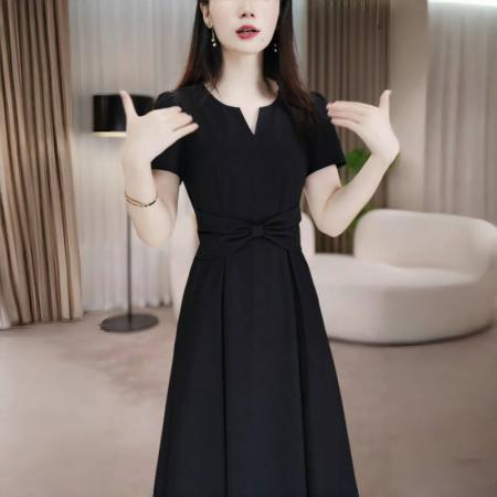 FA38902# 连衣裙显瘦气质小黑裙黑色法式收腰裙子连衣裙显瘦气质小黑裙黑色 服裝批發女裝批發服飾貨源