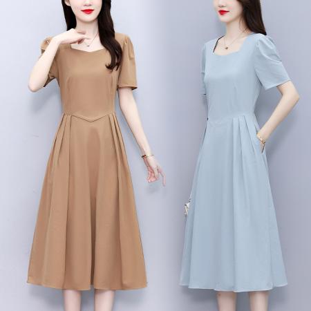 FA38907# 连衣裙女夏季新款高级感小个子气质收腰显瘦精致休闲裙子 服裝批發女裝批發服飾貨源