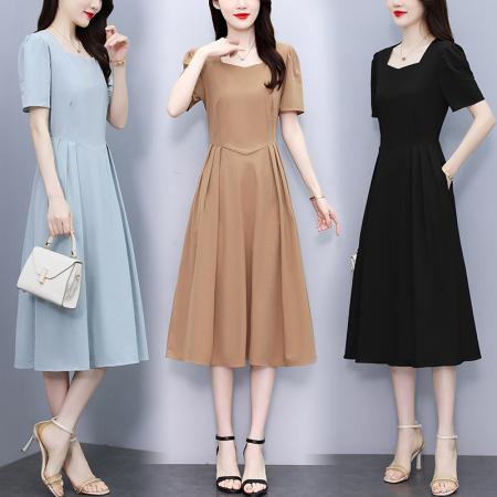 FA38907# 连衣裙女夏季新款高级感小个子气质收腰显瘦精致休闲裙子 服裝批發女裝批發服飾貨源
