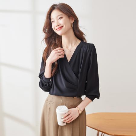 FA38914# 设计感气质职业女装衬衫秋季新款修身显瘦OL通勤百搭衬衫 服裝批發女裝批發服飾貨源