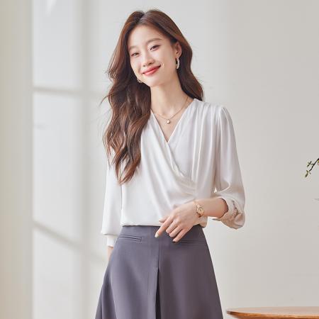 FA38914# 设计感气质职业女装衬衫秋季新款修身显瘦OL通勤百搭衬衫 服裝批發女裝批發服飾貨源