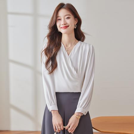 FA38914# 设计感气质职业女装衬衫秋季新款修身显瘦OL通勤百搭衬衫 服裝批發女裝批發服飾貨源