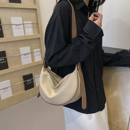 TJ1082# 2024新款饺子包女士单肩斜挎包ins韩版休闲百搭软皮pu 女包包时尚