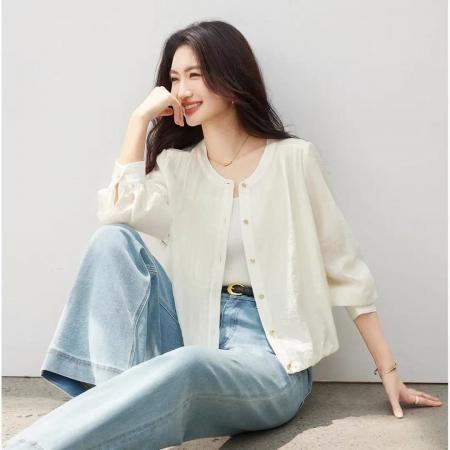 FA38979# 轻呼吸莱赛尔通勤空调房罩衫遮阳衫女式外套女秋季薄款 服裝批發女裝批發服飾貨源