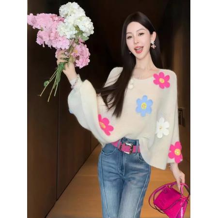 FA38987# 早秋款时尚气质长袖慵懒风针织衫设计感女装新款 服裝批發女裝批發服飾貨源