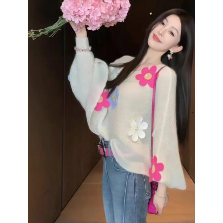 FA38987# 早秋款时尚气质长袖慵懒风针织衫设计感女装新款 服裝批發女裝批發服飾貨源
