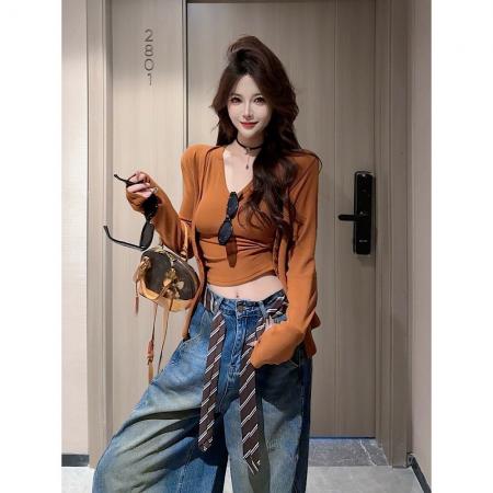 FA38991# 早秋新品时尚百搭显瘦辣妹两件套上衣女 服裝批發女裝批發服飾貨源