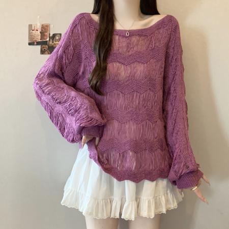 FA39018# 早秋季新款高级褶皱设计感长袖上衣女显瘦独特超好看针织衫 服裝批發女裝批發服飾貨源