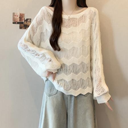 FA39018# 早秋季新款高级褶皱设计感长袖上衣女显瘦独特超好看针织衫 服裝批發女裝批發服飾貨源