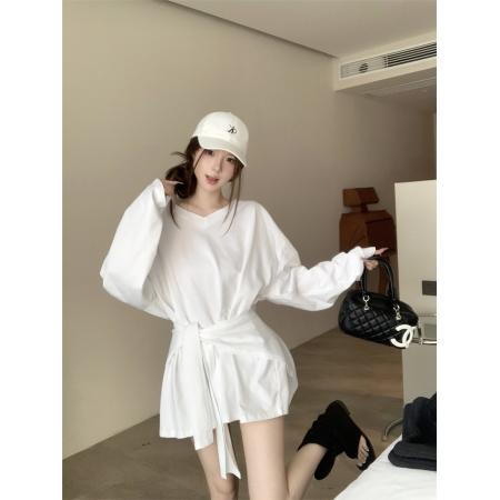 FA39042# 秋季新款宽松舒适休闲百搭显瘦长袖T恤配披肩两件套 服裝批發女裝批發服飾貨源