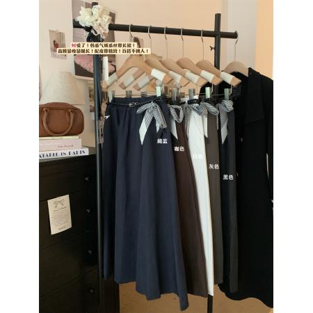 FA39047# 新品首发韩系简约设计感配丝巾腰带半身裙女秋季显瘦A字长裙 服裝批發女裝批發服飾貨源