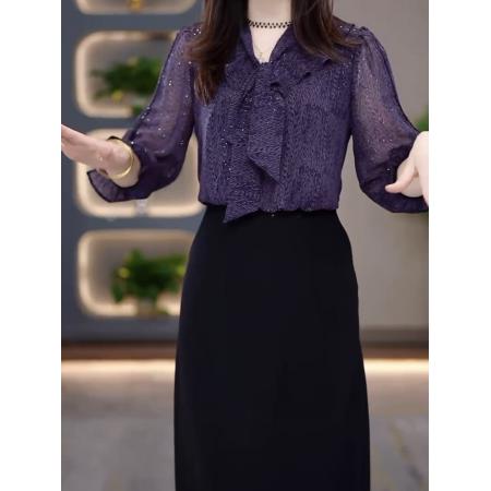 FA39050# 秋季新款时尚小香风上衣拼接裙大码女装显瘦连衣裙 服裝批發女裝批發服飾貨源